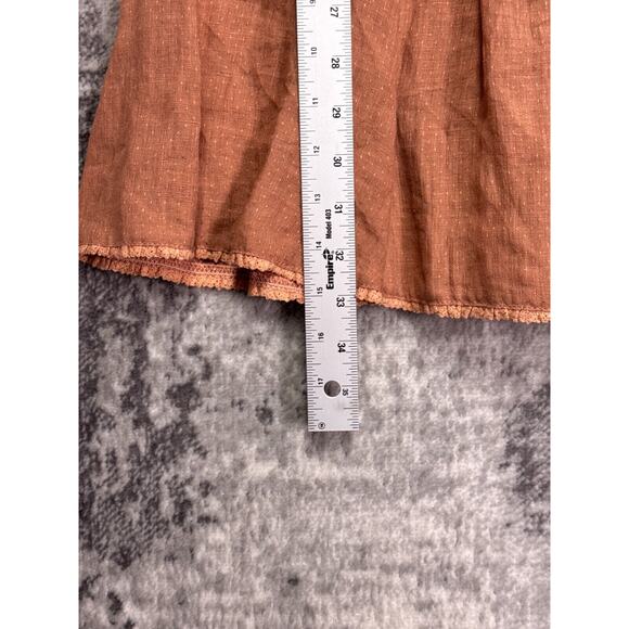 Kara Thoms Dress Medium Women Pink Swiss Dot Linen Open Back Flutter Sleeve Mini - Picture 6 of 9